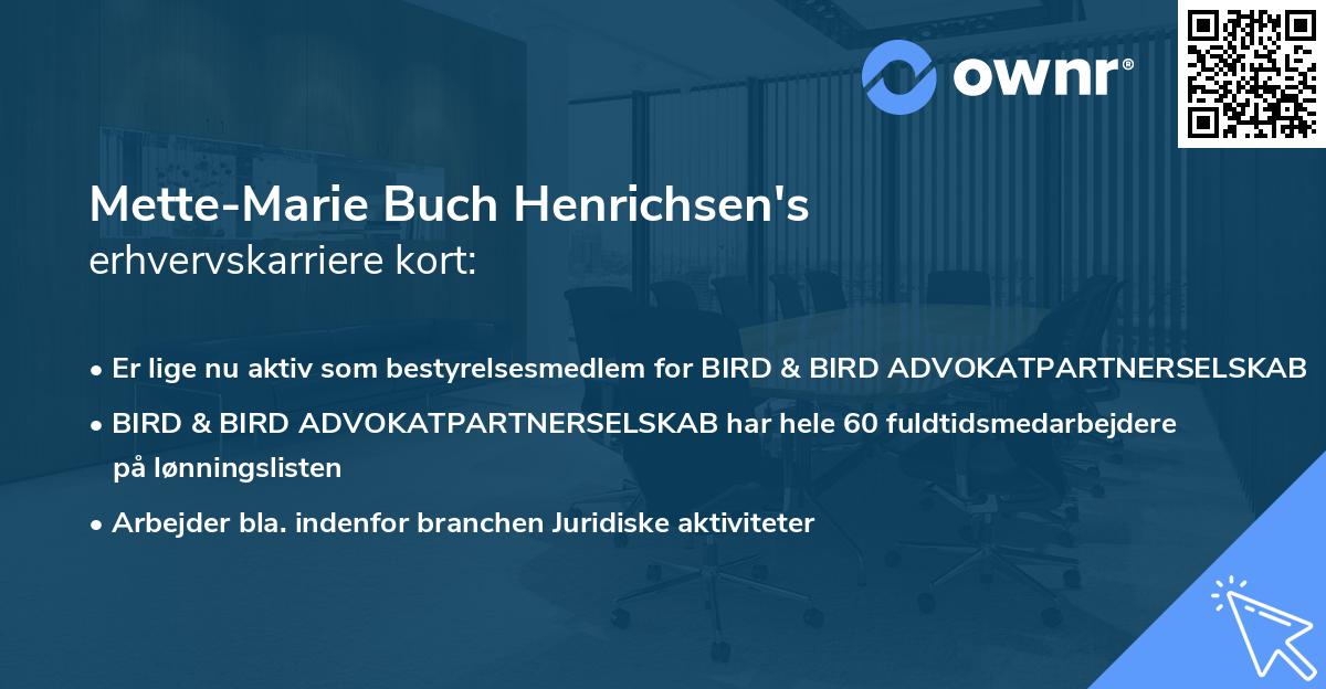 Mette-Marie Buch Henrichsen's erhvervskarriere kort