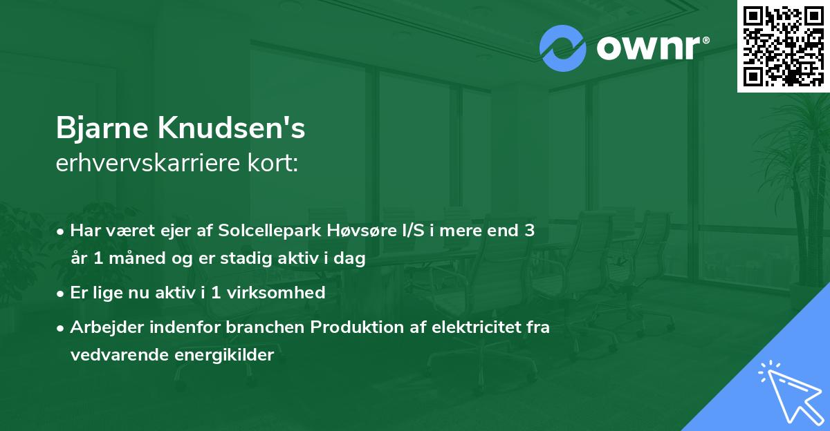 Bjarne Knudsen's erhvervskarriere kort