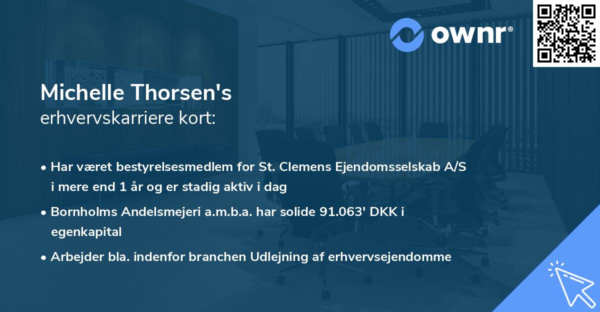 Michelle Thorsen's erhvervskarriere kort