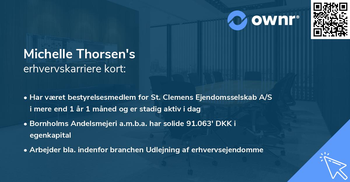 Michelle Thorsen's erhvervskarriere kort