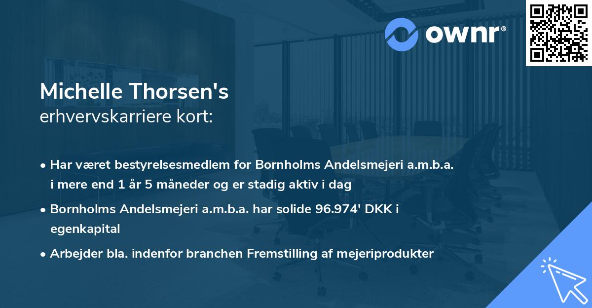 Michelle Thorsen's erhvervskarriere kort