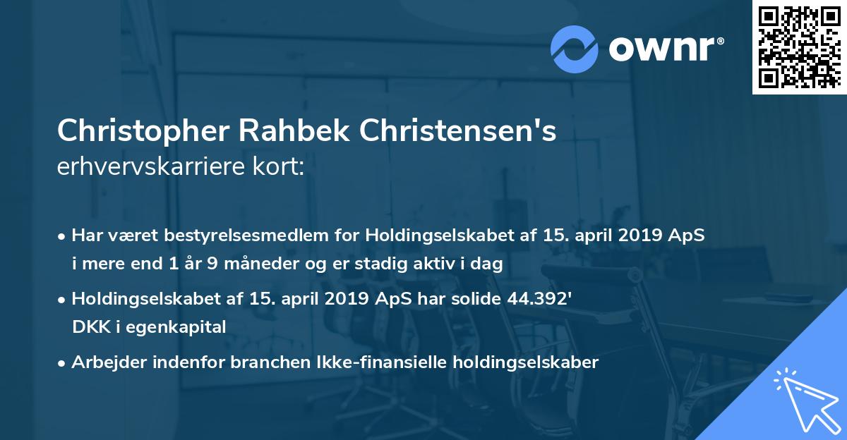 Christopher Rahbek Christensen's erhvervskarriere kort