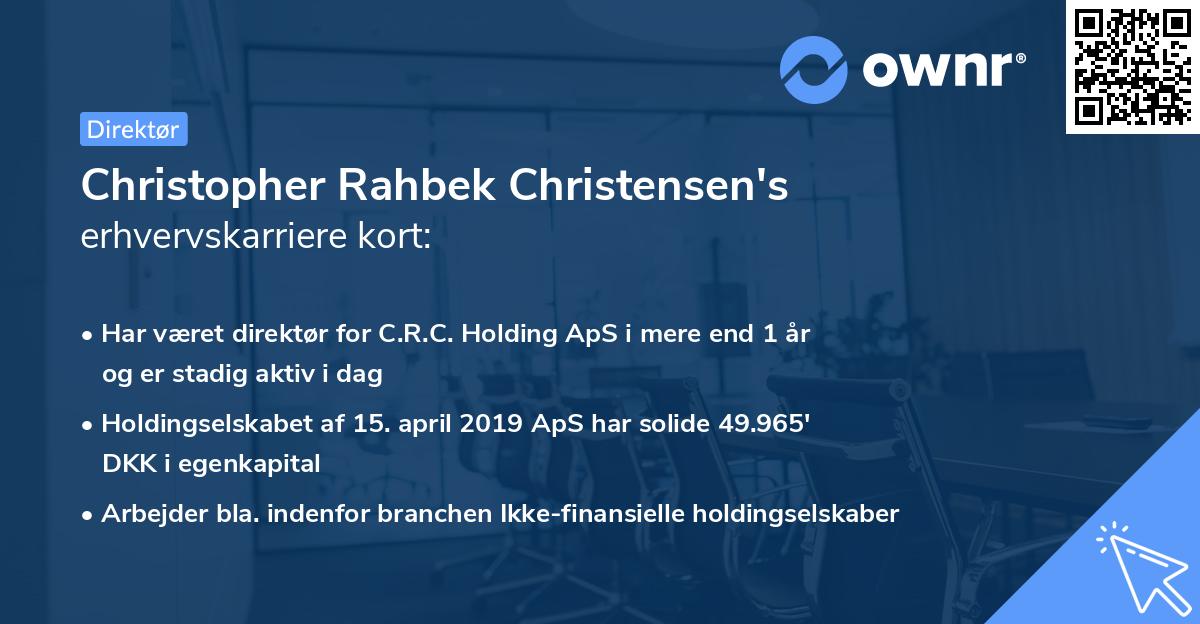 Christopher Rahbek Christensen's erhvervskarriere kort