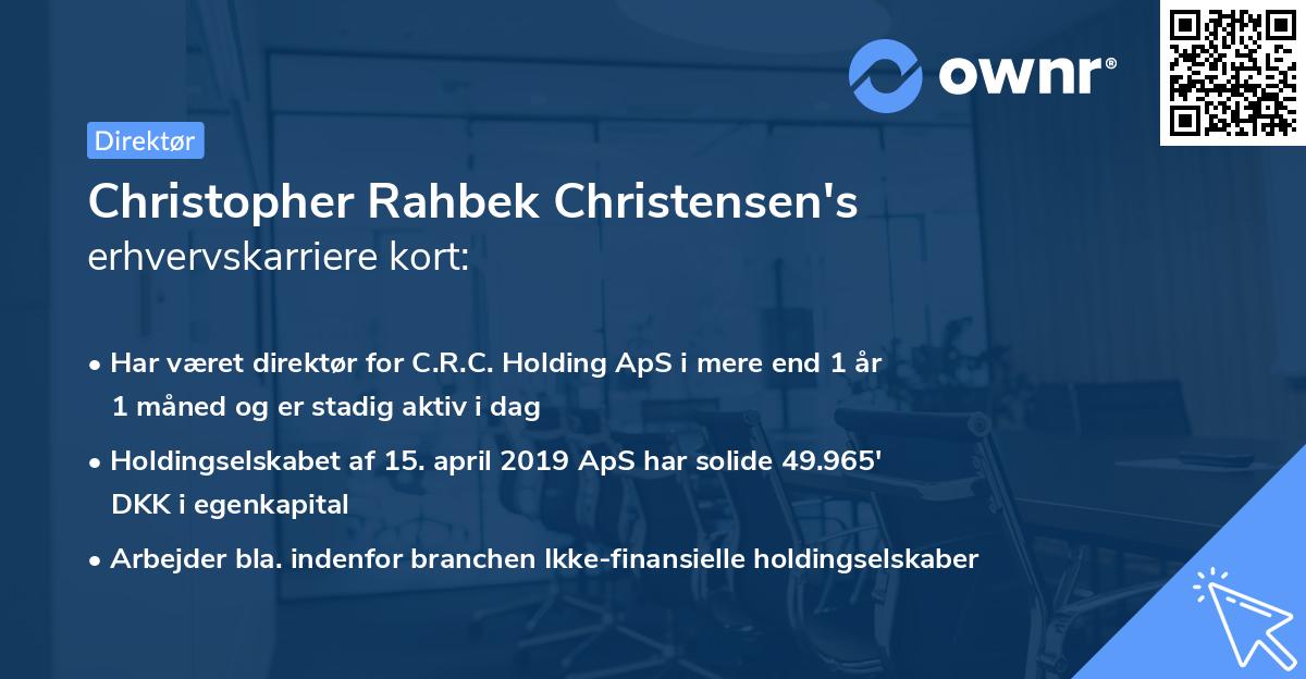 Christopher Rahbek Christensen's erhvervskarriere kort