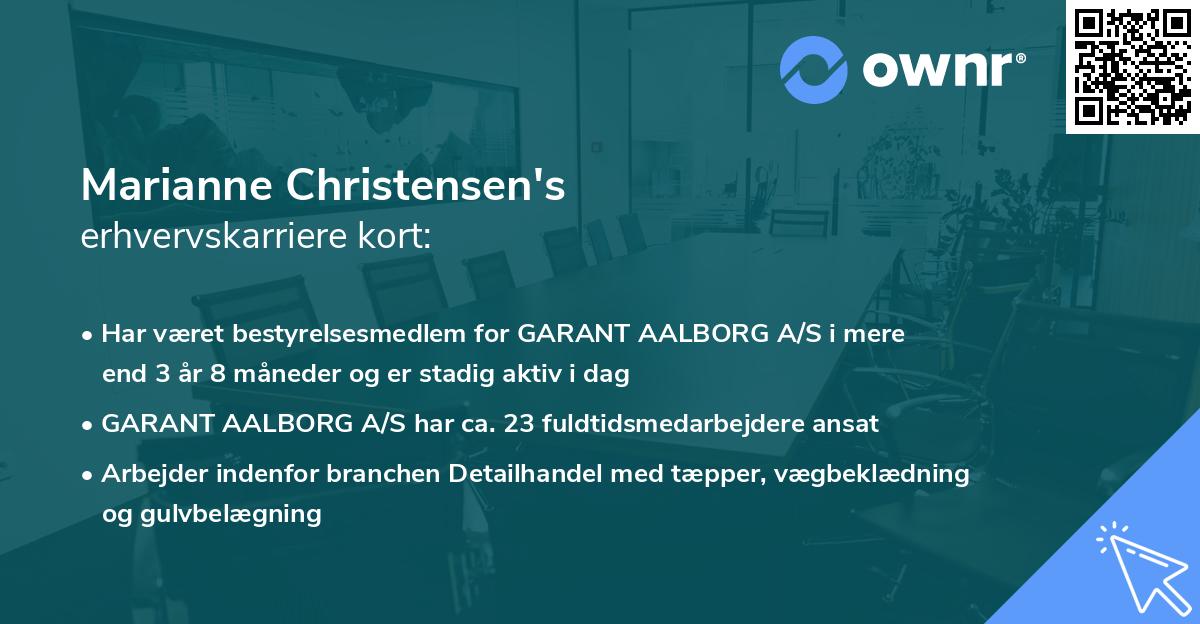 Marianne Christensen's erhvervskarriere kort