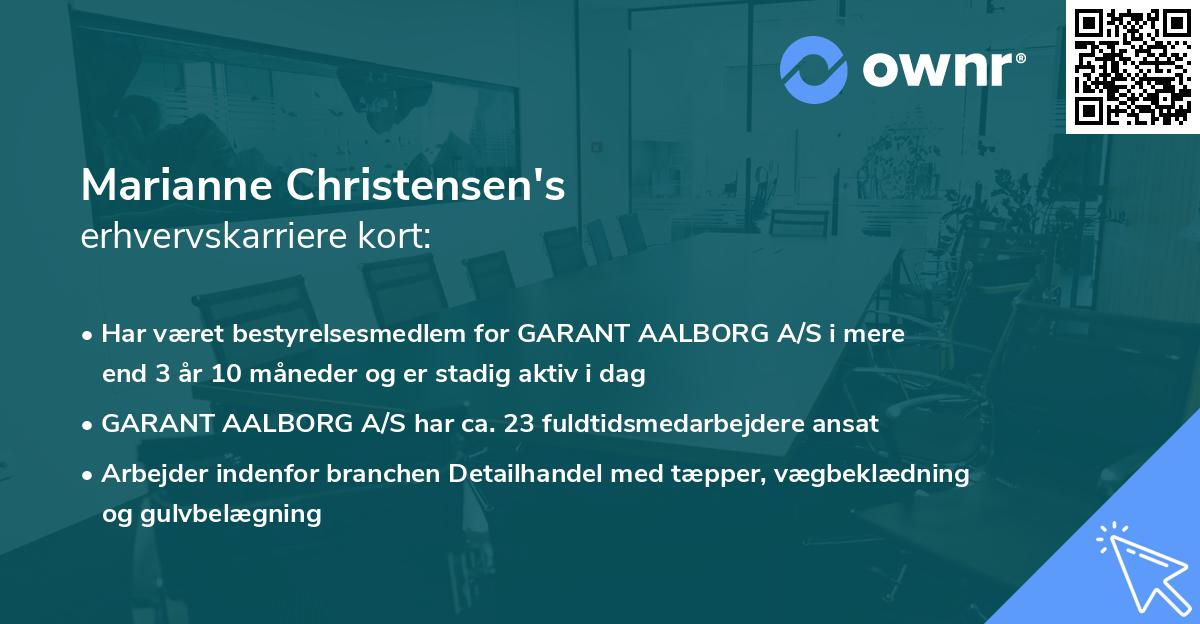 Marianne Christensen's erhvervskarriere kort