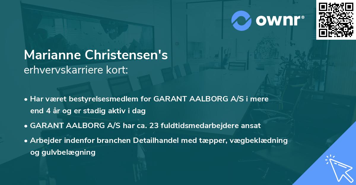 Marianne Christensen's erhvervskarriere kort