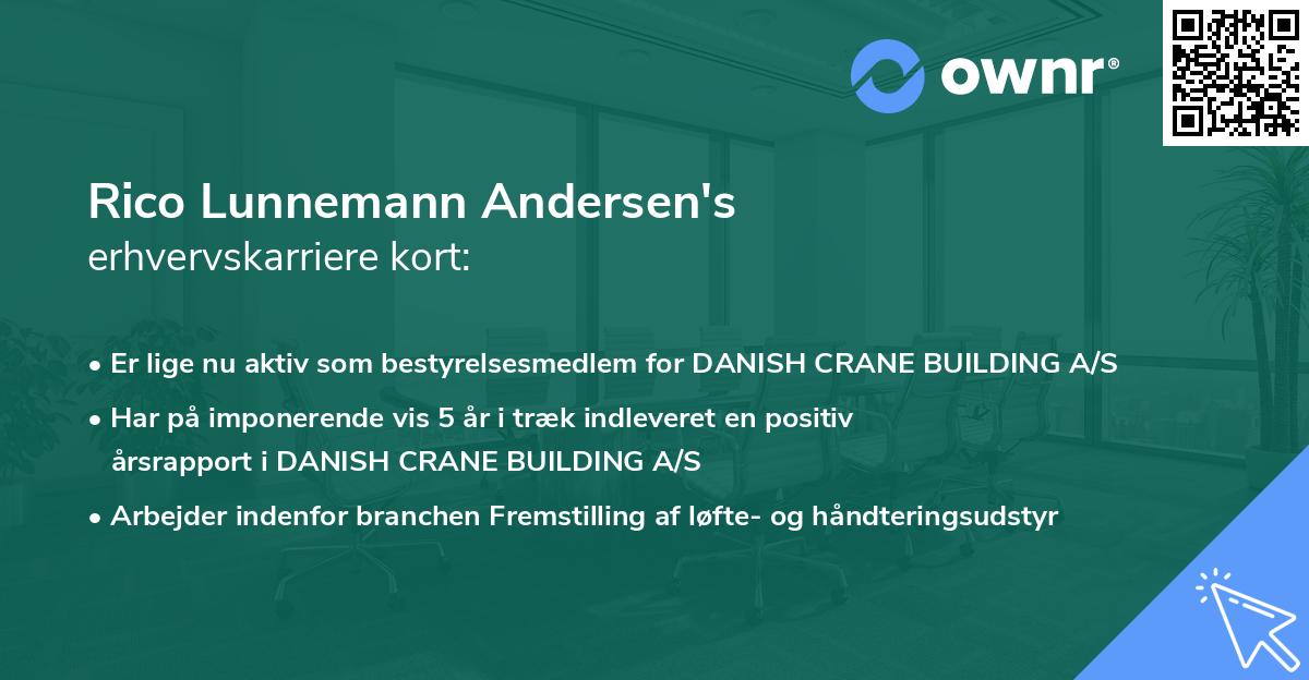 Rico Lunnemann Andersen's erhvervskarriere kort