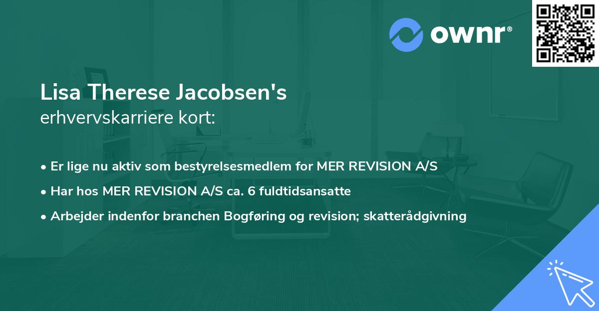 Lisa Therese Jacobsen's erhvervskarriere kort