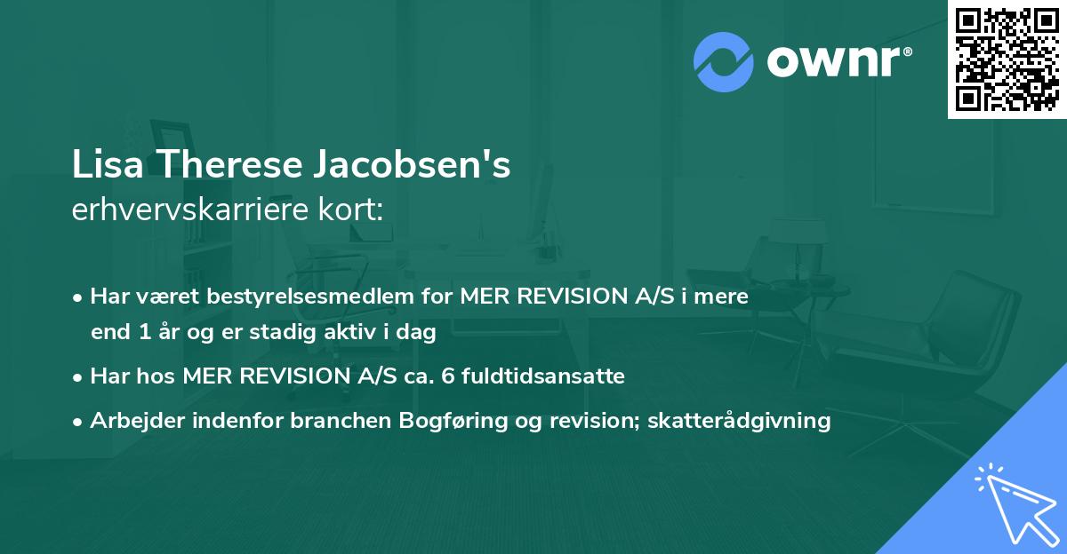 Lisa Therese Jacobsen's erhvervskarriere kort