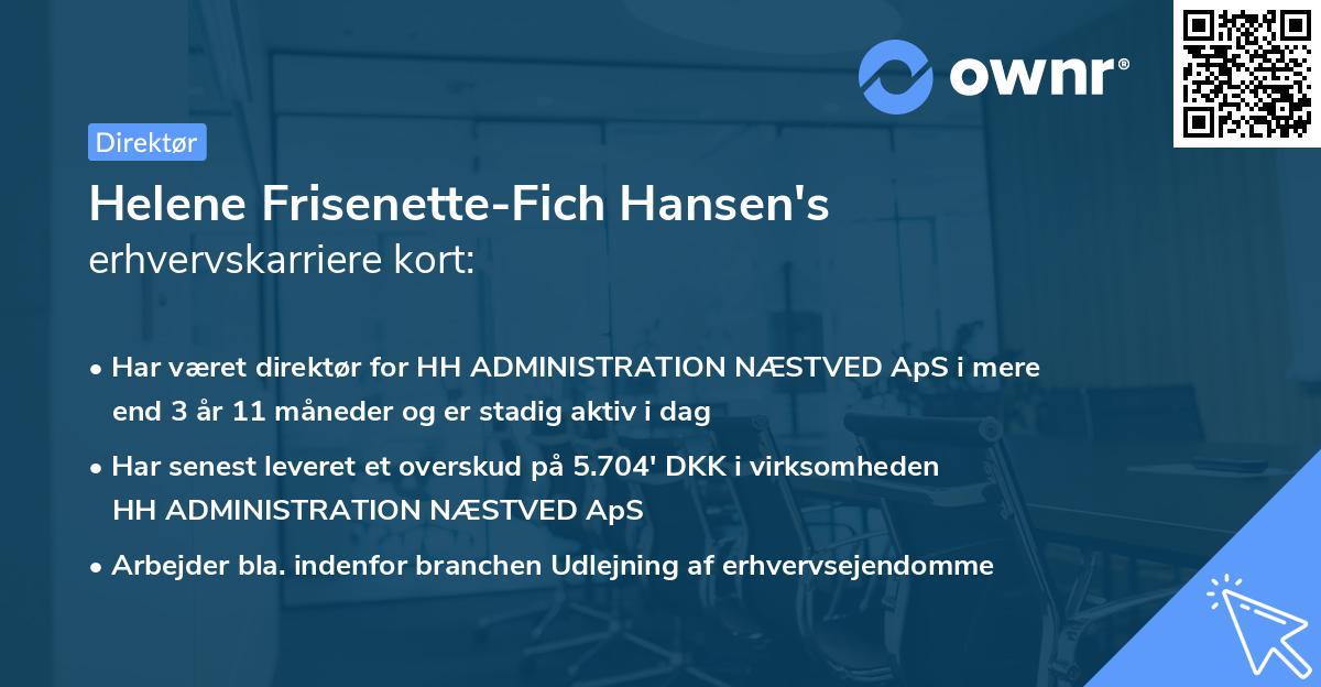 Helene Frisenette-Fich Hansen's erhvervskarriere kort