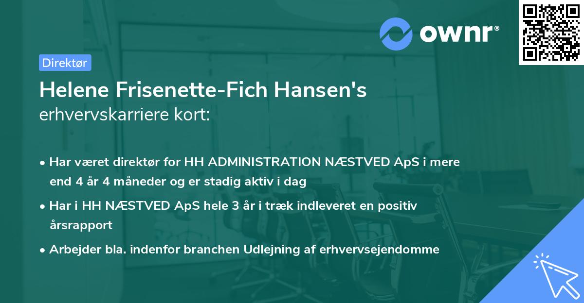 Helene Frisenette-Fich Hansen's erhvervskarriere kort