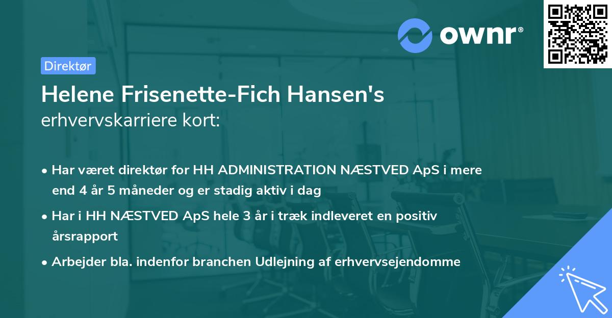 Helene Frisenette-Fich Hansen's erhvervskarriere kort