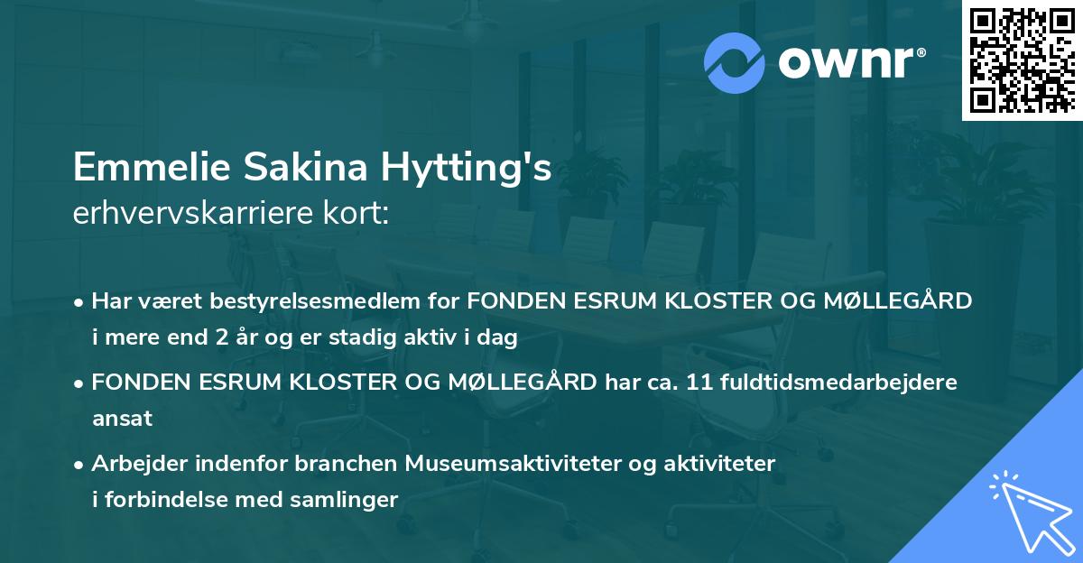 Emmelie Sakina Hytting's erhvervskarriere kort