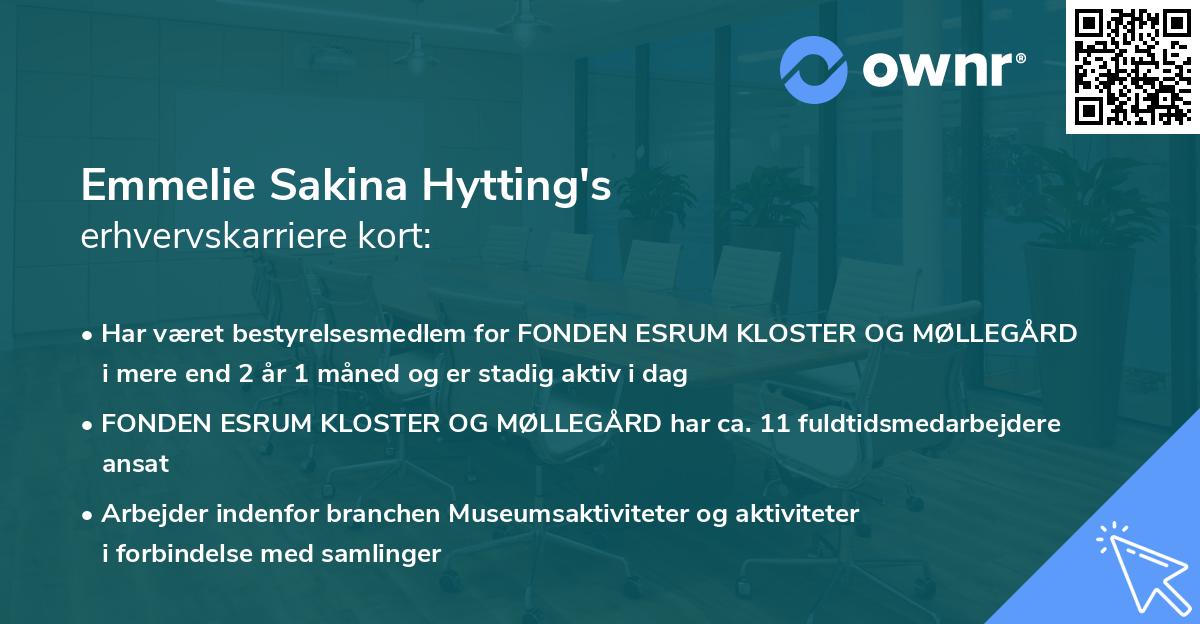 Emmelie Sakina Hytting's erhvervskarriere kort