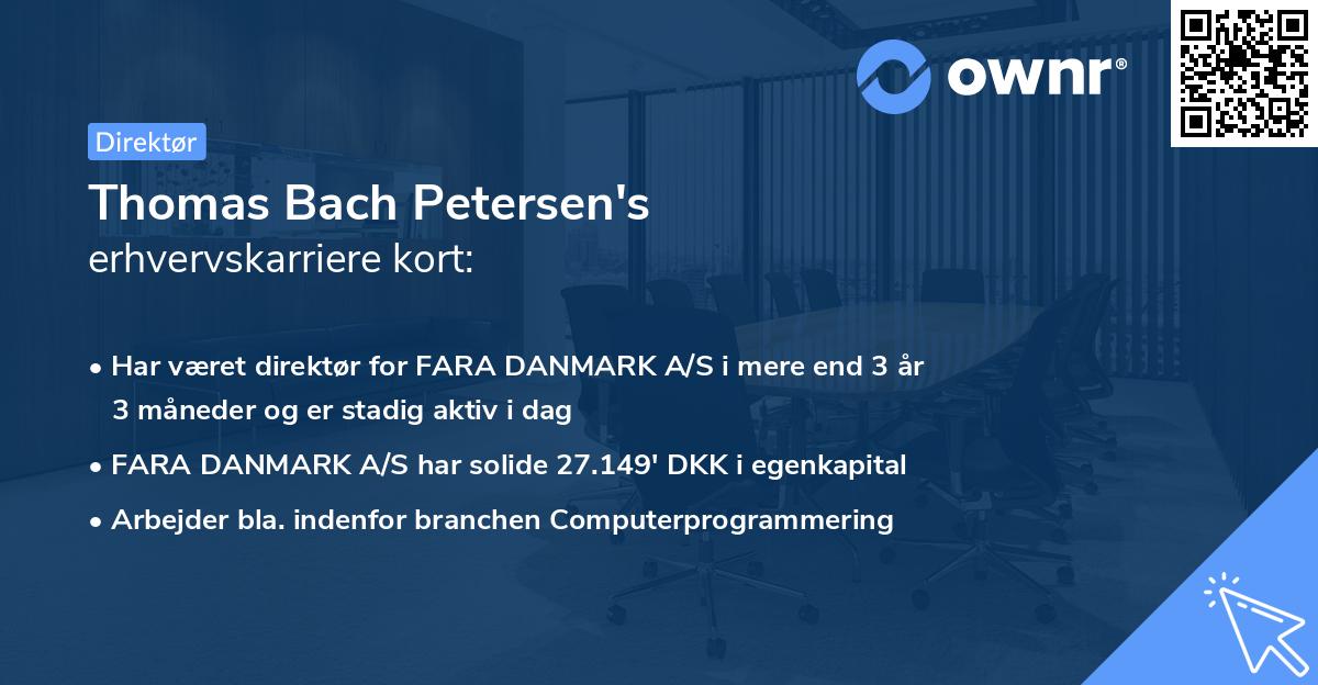 Thomas Bach Petersen's erhvervskarriere kort