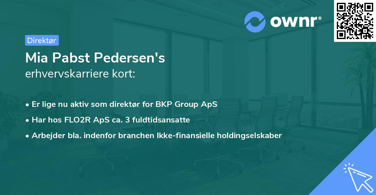 Mia Pabst Pedersen's erhvervskarriere kort