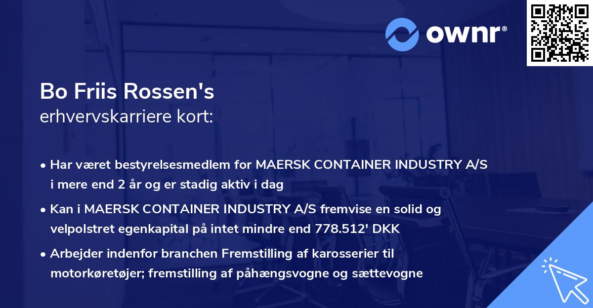Bo Friis Rossen's erhvervskarriere kort