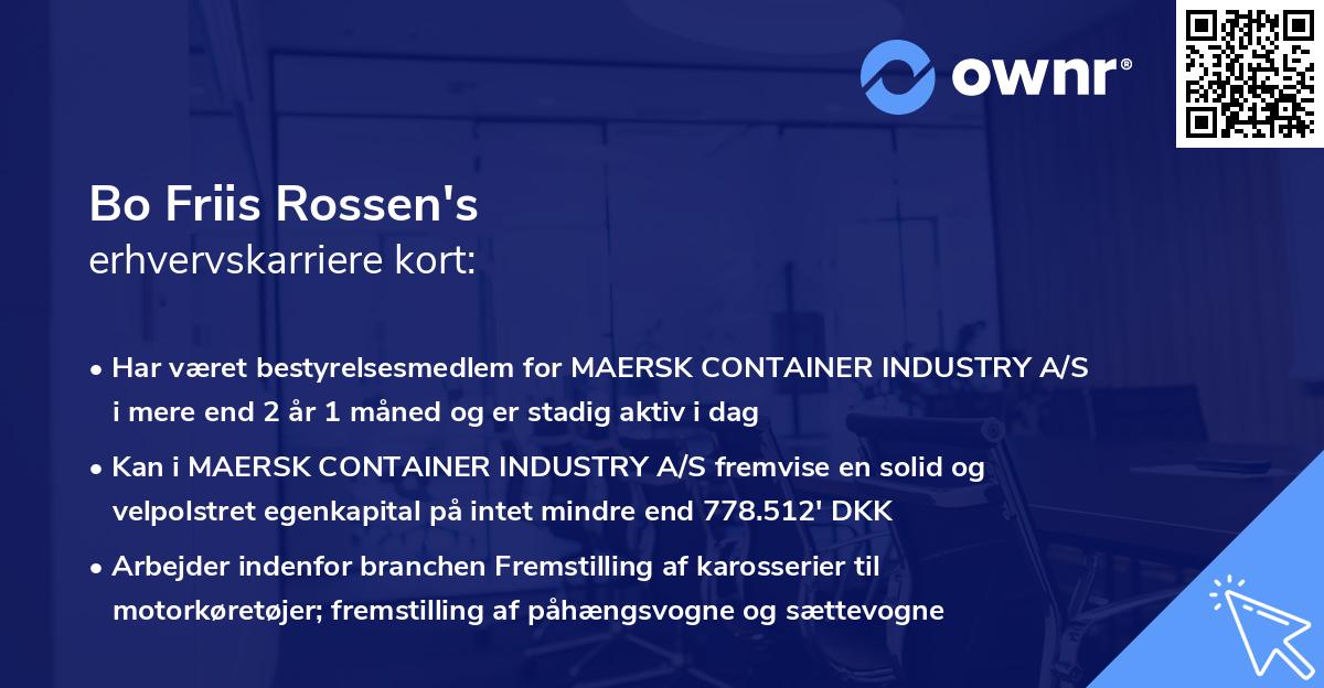Bo Friis Rossen's erhvervskarriere kort