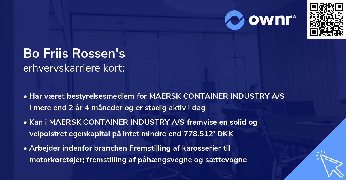 Bo Friis Rossen's erhvervskarriere kort