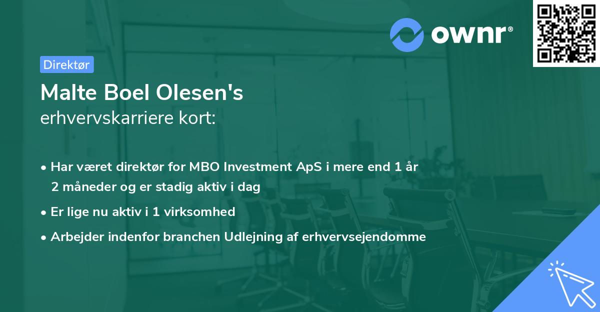 Malte Boel Olesen's erhvervskarriere kort