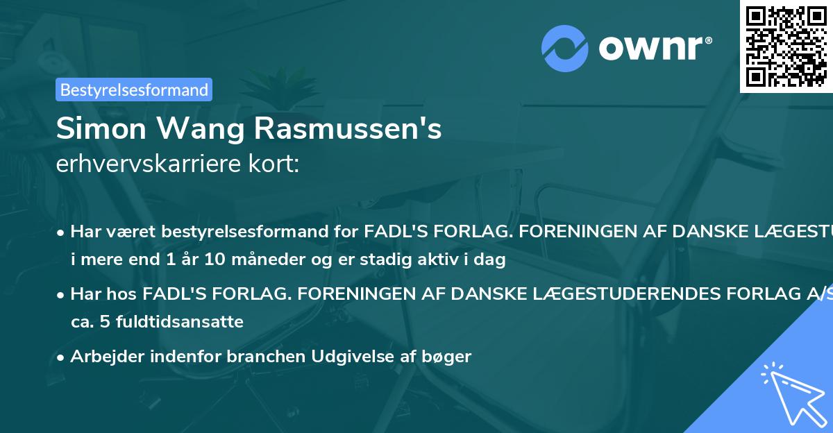 Simon Wang Rasmussen's erhvervskarriere kort