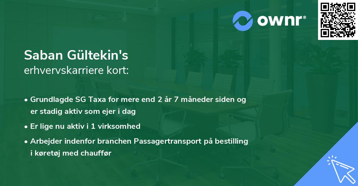 Saban Gültekin's erhvervskarriere kort