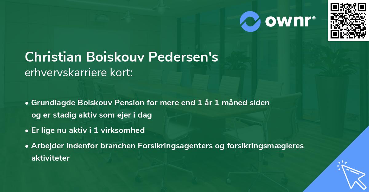 Christian Boiskouv Pedersen's erhvervskarriere kort