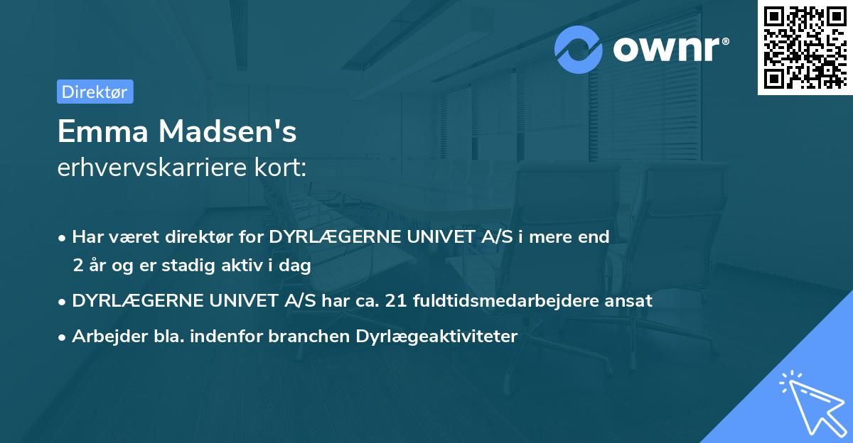 Emma Madsen's erhvervskarriere kort