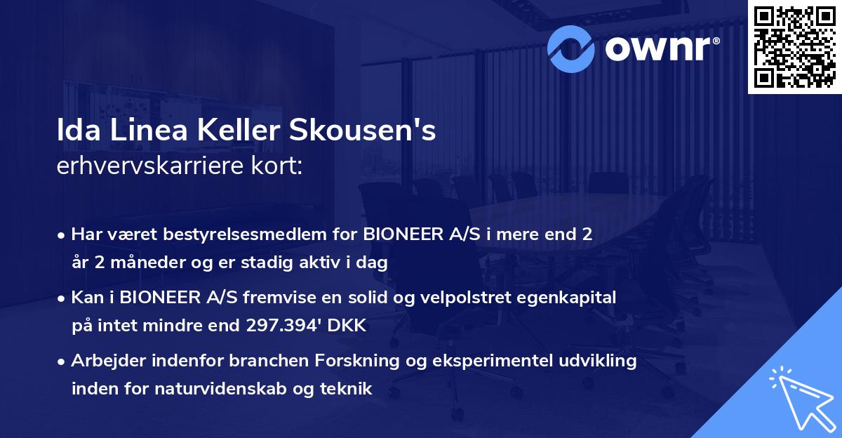 Ida Linea Keller Skousen's erhvervskarriere kort