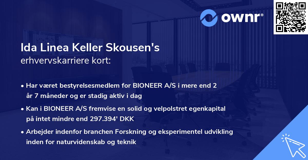 Ida Linea Keller Skousen's erhvervskarriere kort
