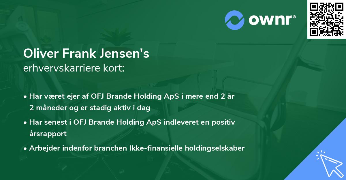 Oliver Frank Jensen's erhvervskarriere kort