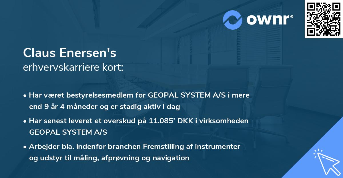Claus Enersen's erhvervskarriere kort