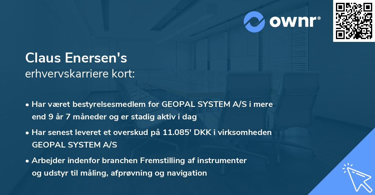 Claus Enersen's erhvervskarriere kort