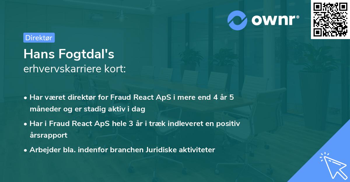 Hans Fogtdal's erhvervskarriere kort