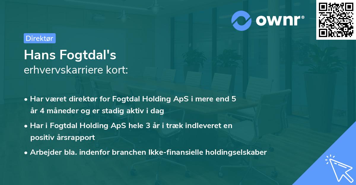 Hans Fogtdal's erhvervskarriere kort