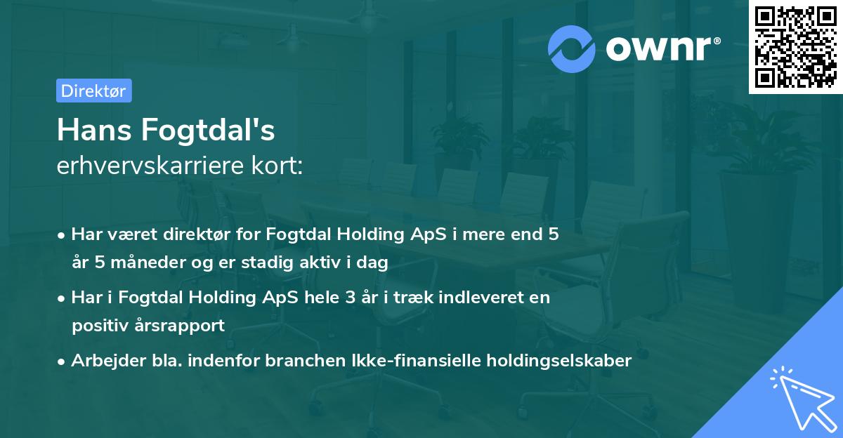 Hans Fogtdal's erhvervskarriere kort