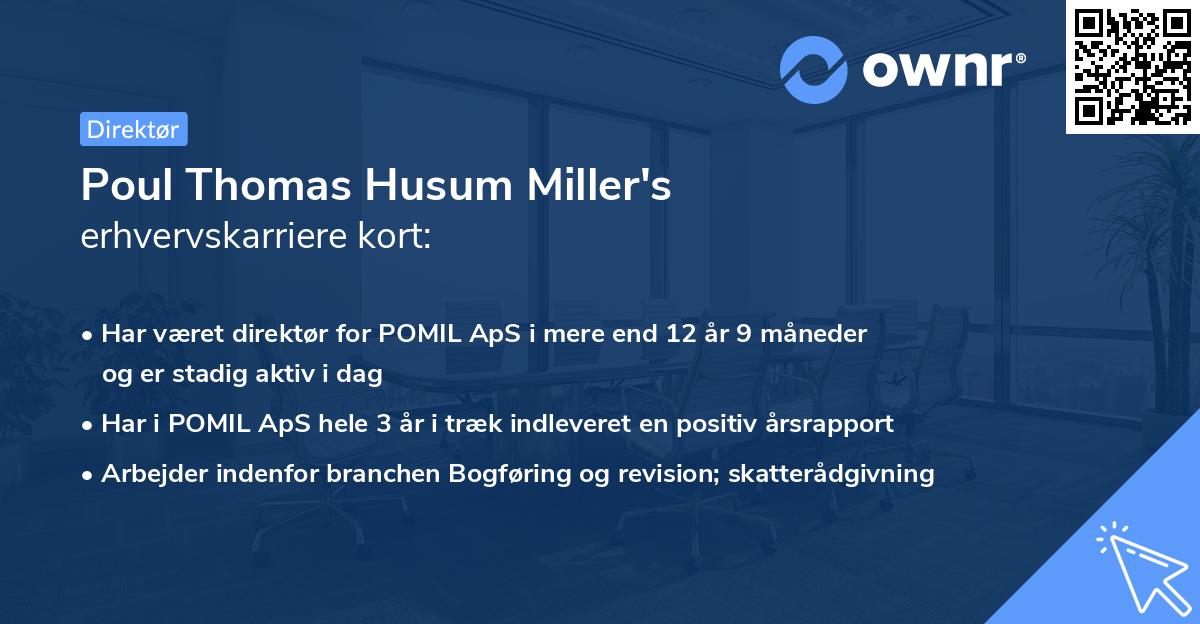 Poul Thomas Husum Miller's erhvervskarriere kort