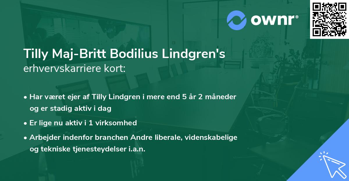 Tilly Maj-Britt Bodilius Lindgren's erhvervskarriere kort