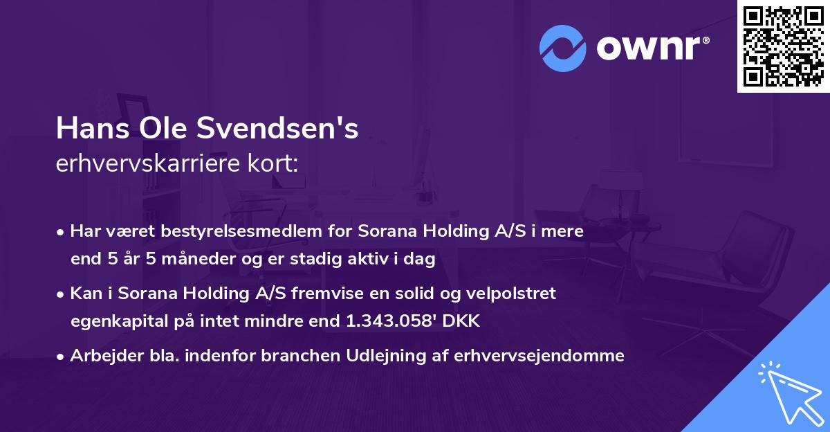 Hans Ole Svendsen's erhvervskarriere kort
