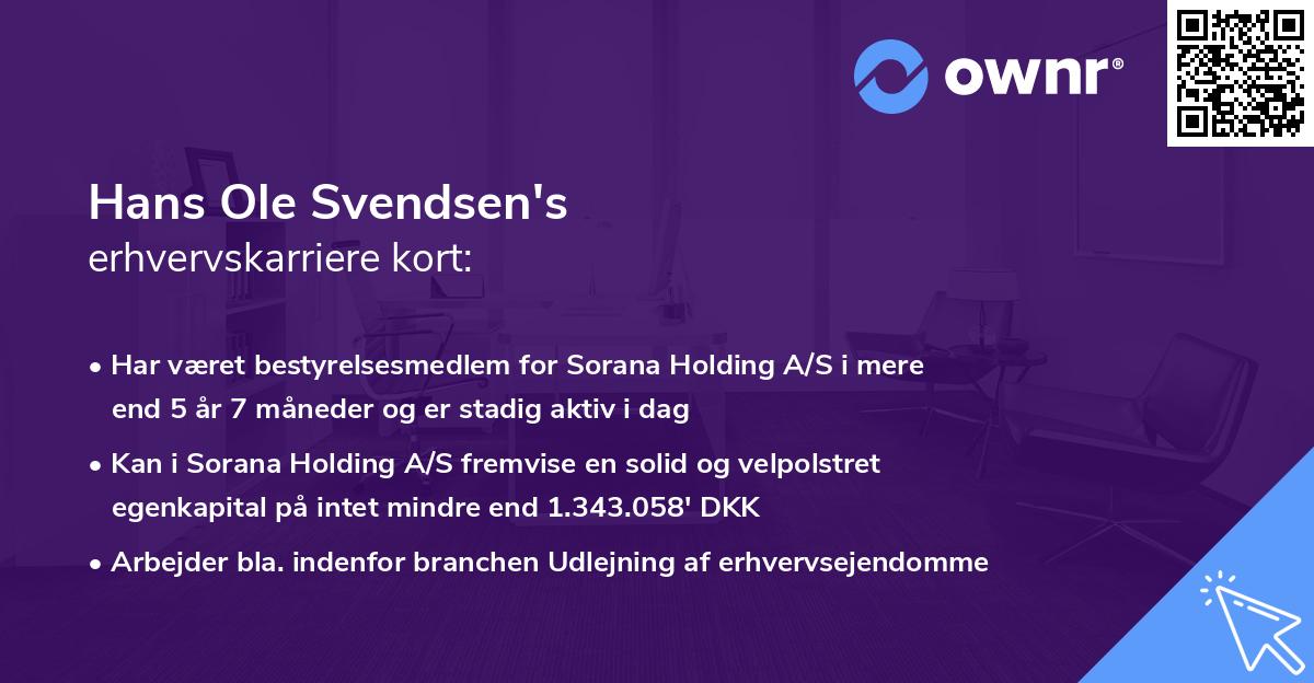 Hans Ole Svendsen's erhvervskarriere kort