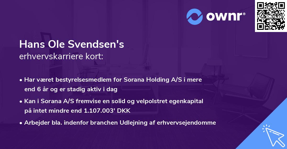 Hans Ole Svendsen's erhvervskarriere kort