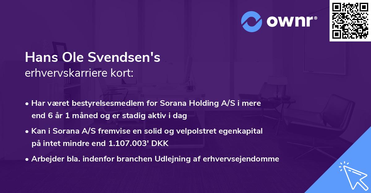 Hans Ole Svendsen's erhvervskarriere kort