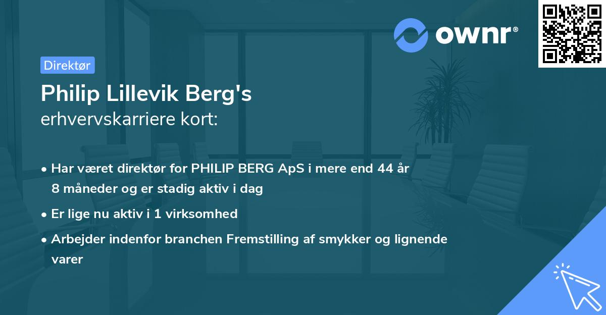 Philip Lillevik Berg's erhvervskarriere kort