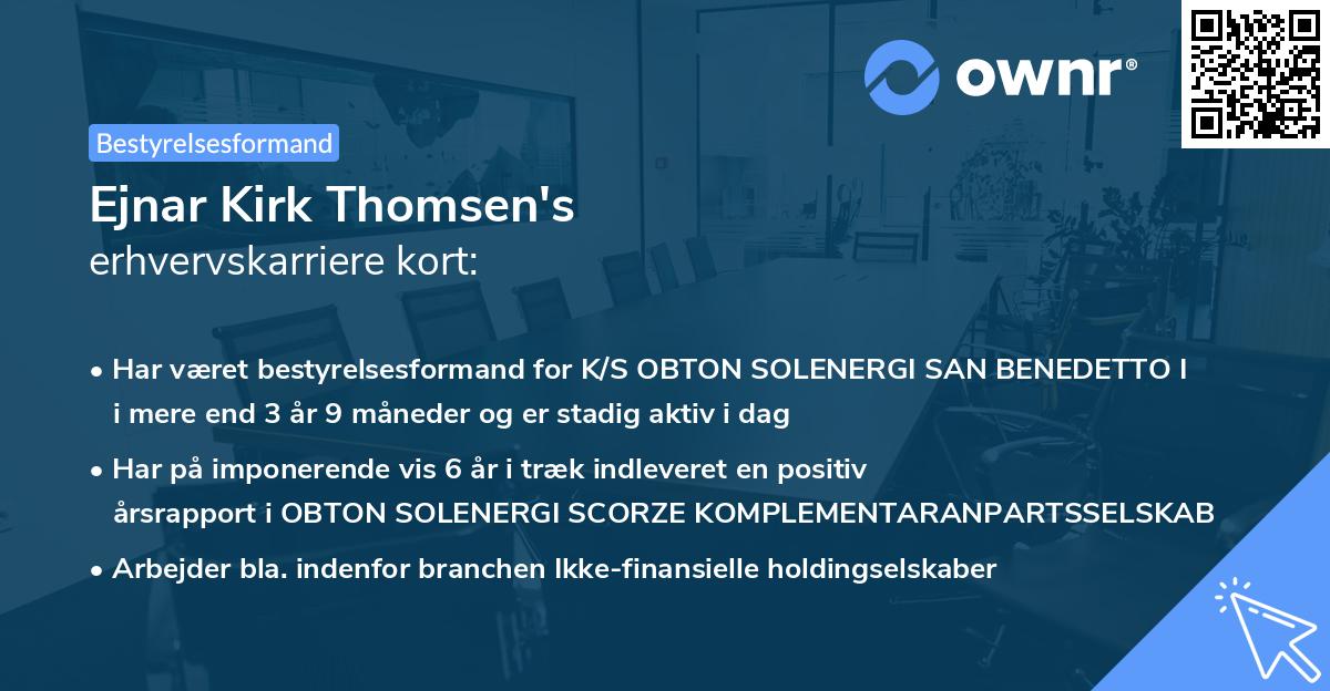 Ejnar Kirk Thomsen's erhvervskarriere kort