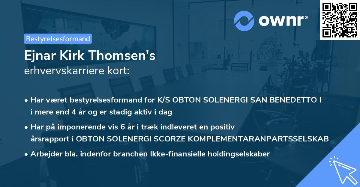 Ejnar Kirk Thomsen's erhvervskarriere kort