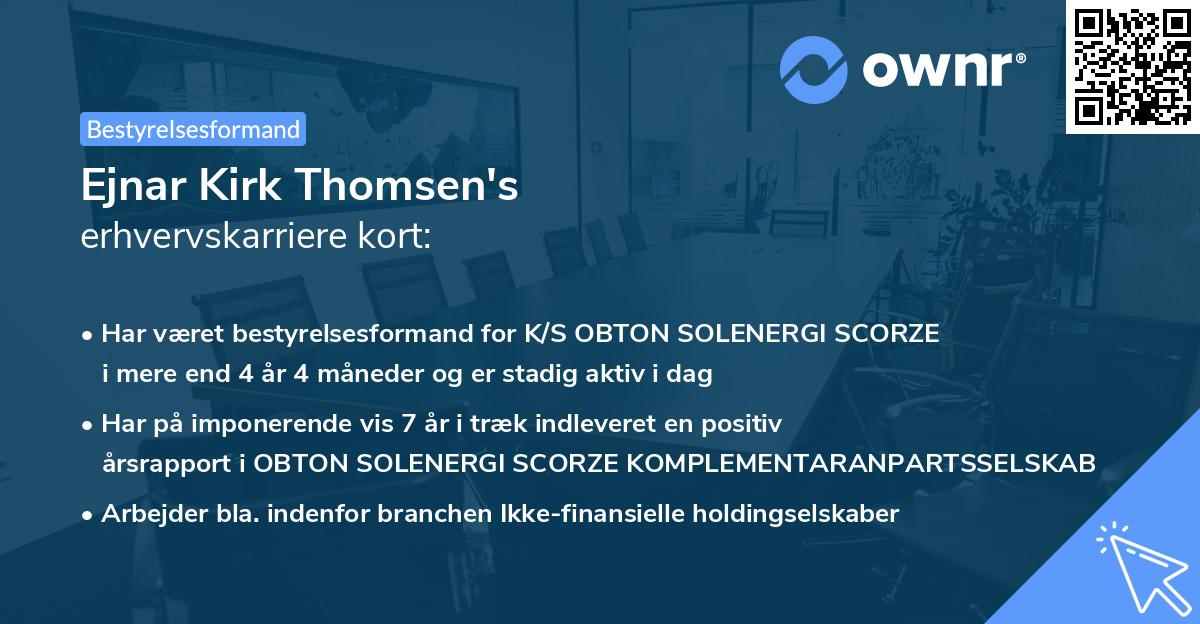 Ejnar Kirk Thomsen's erhvervskarriere kort