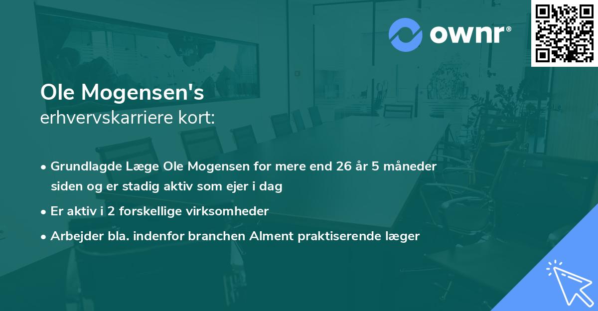 Ole Mogensen's erhvervskarriere kort