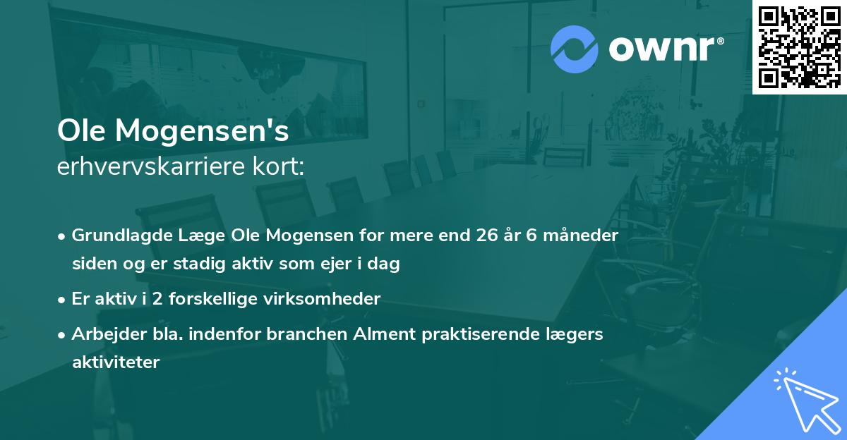 Ole Mogensen's erhvervskarriere kort