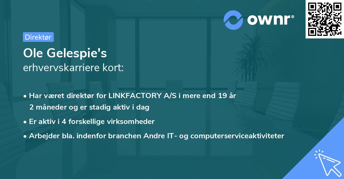 Ole Gelespie's erhvervskarriere kort